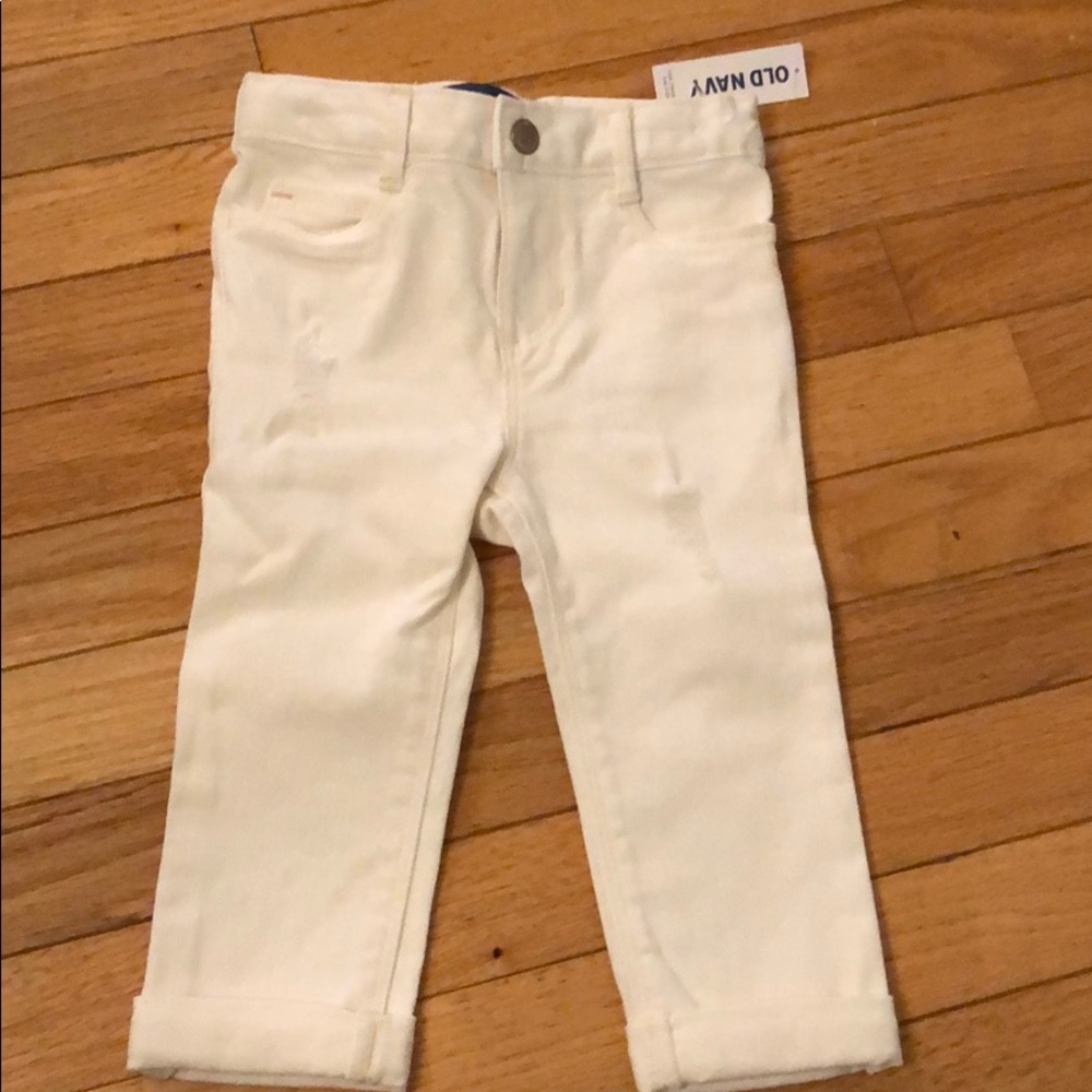Cuffed white jeans
